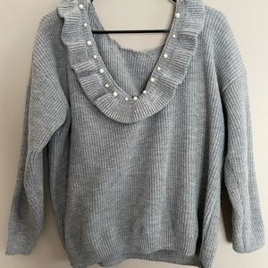 SHEIN Off-shoulder Pearl accent sweater 3XL